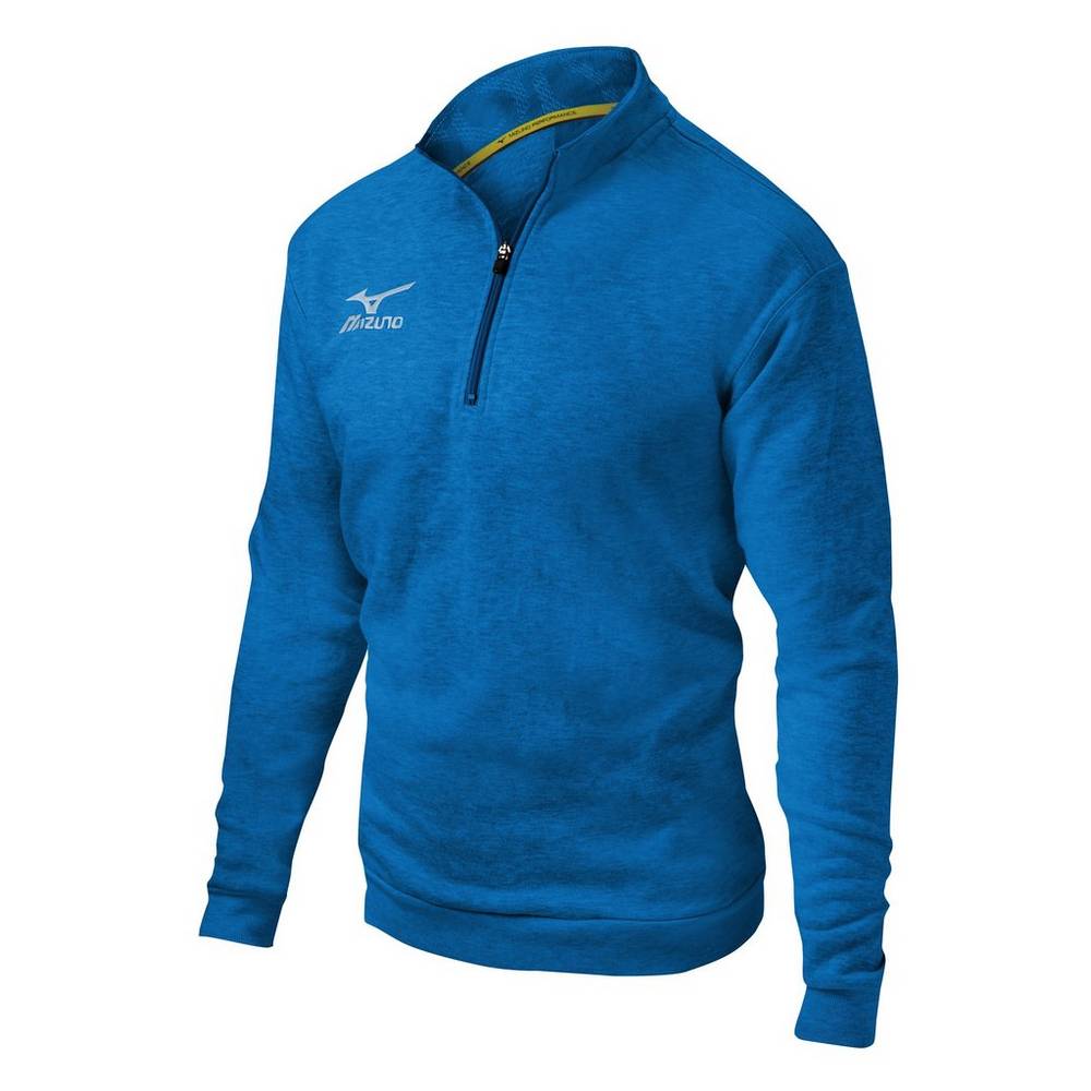 Mizuno 1/2 Cipzáros Fleece Férfi Pulóver Kék JOC659418